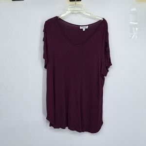 Meera Lane 1x Plum Short Sleeve Tee